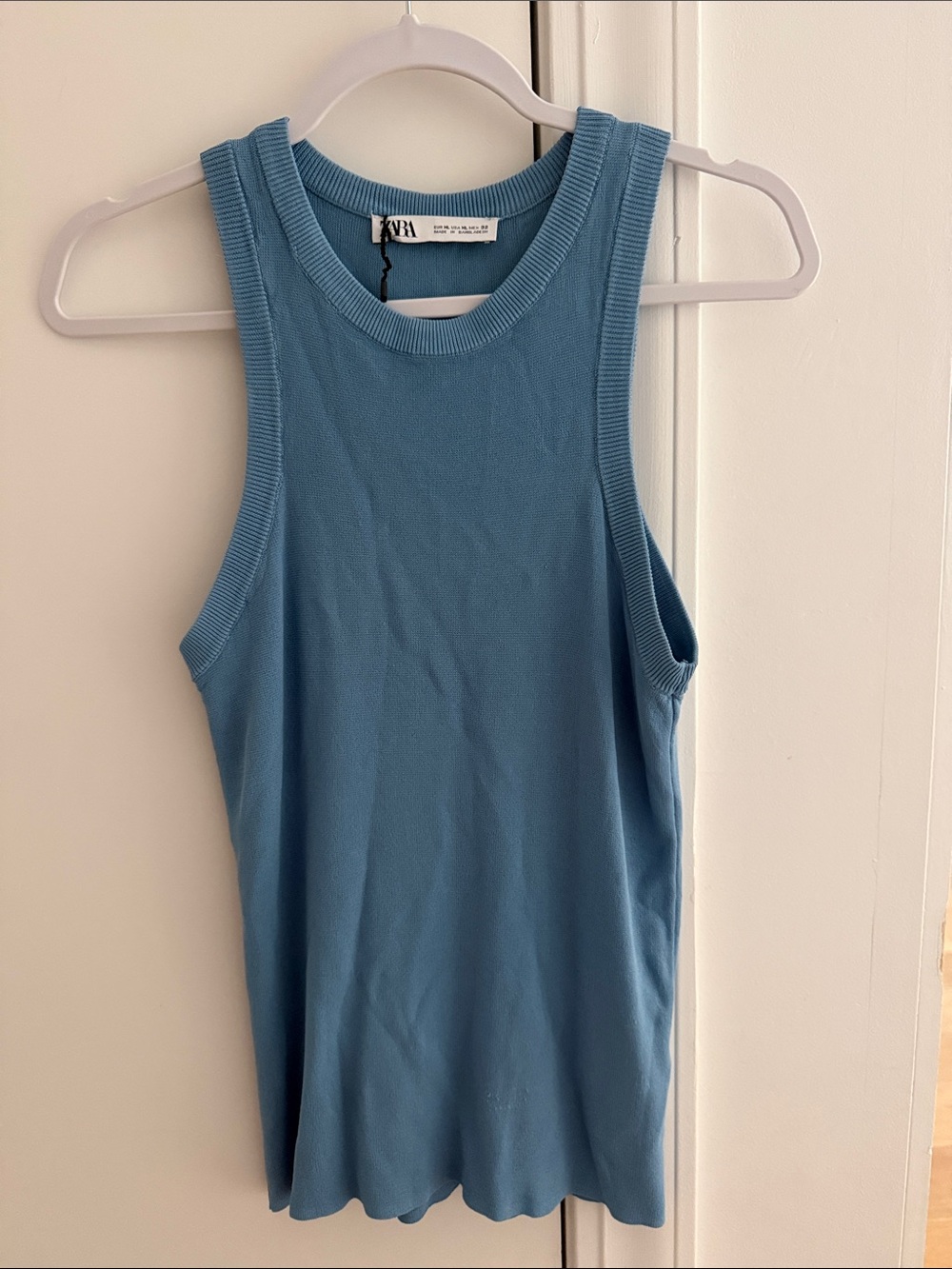 Zara Light Blue, slinky, ribbed, Sleeveless Tank